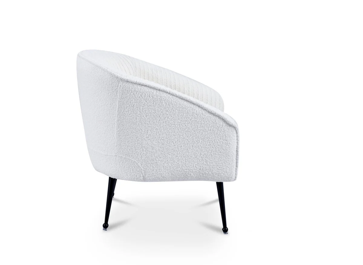 Fauteuil cabriolet tissu bouclette blanc TRECY - Image 3