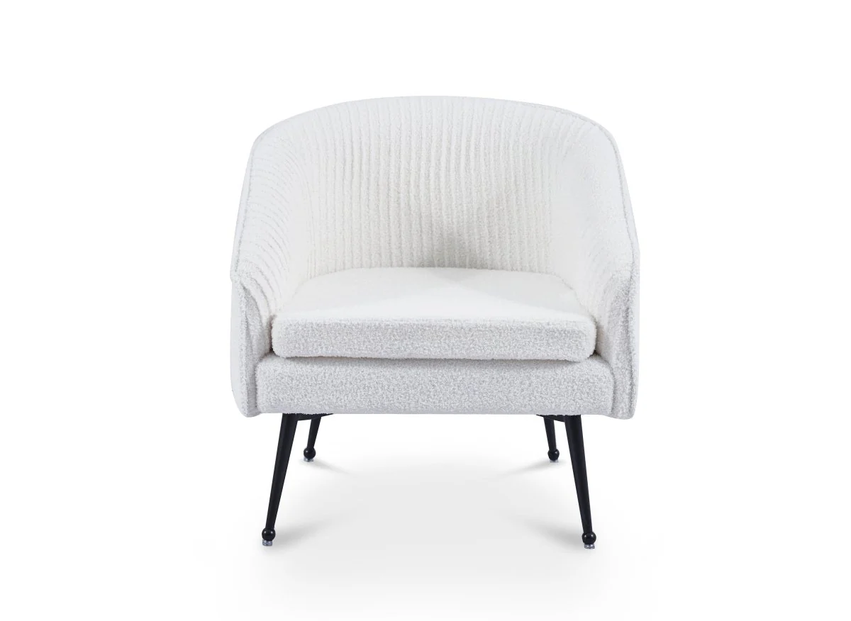 Fauteuil cabriolet tissu bouclette blanc TRECY - Image 4