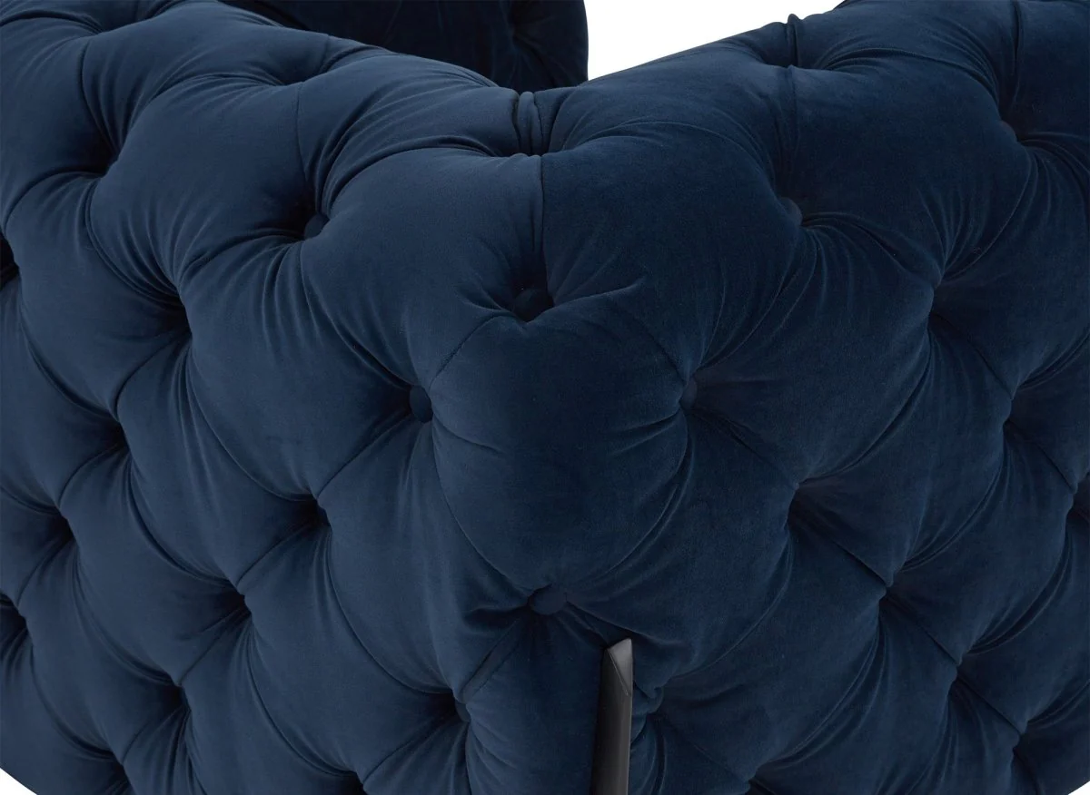 Fauteuil capitonné chesterfield velours bleu CARMEN - Image 11
