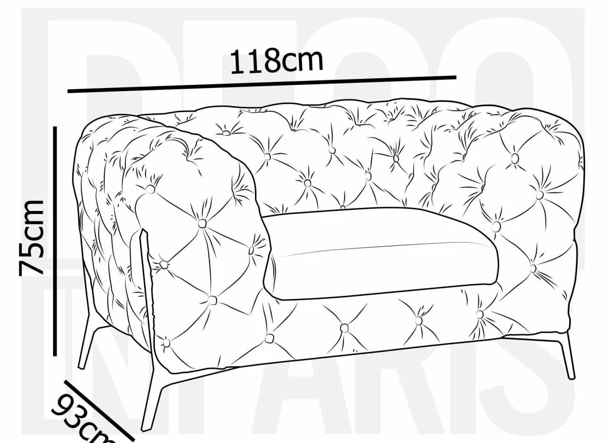 Fauteuil capitonné chesterfield velours bleu CARMEN - Image 13