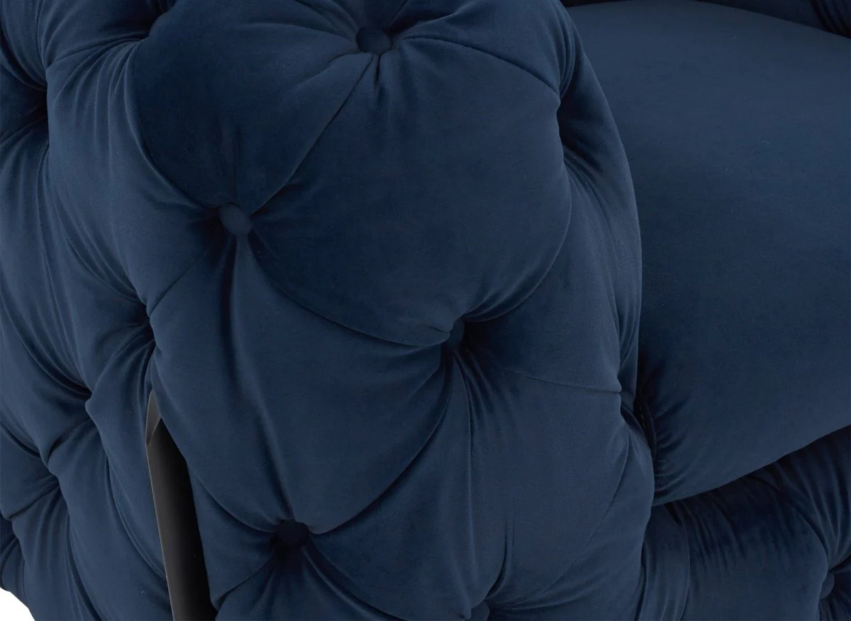Fauteuil capitonné chesterfield velours bleu CARMEN - Image 9