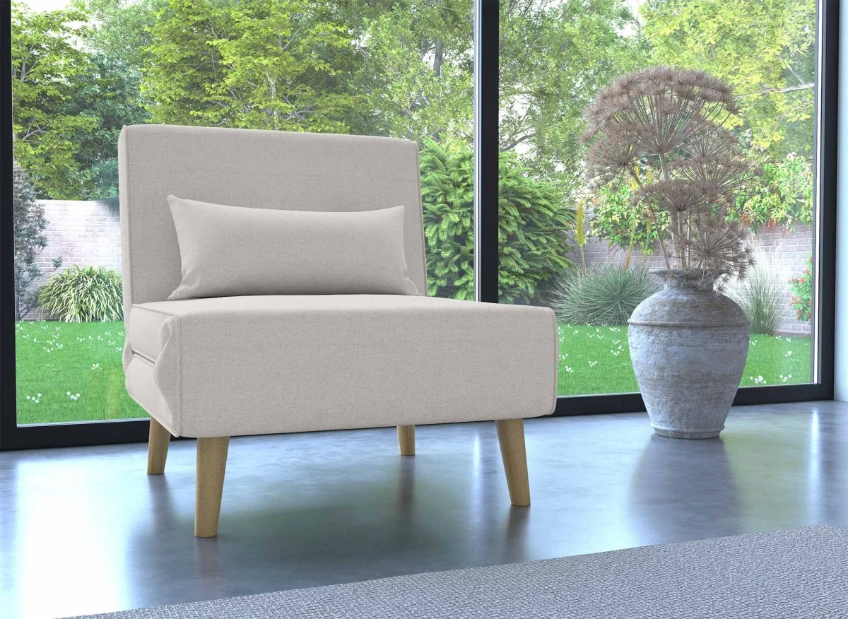 Fauteuil convertible en tissu beige TONKA - Image 6