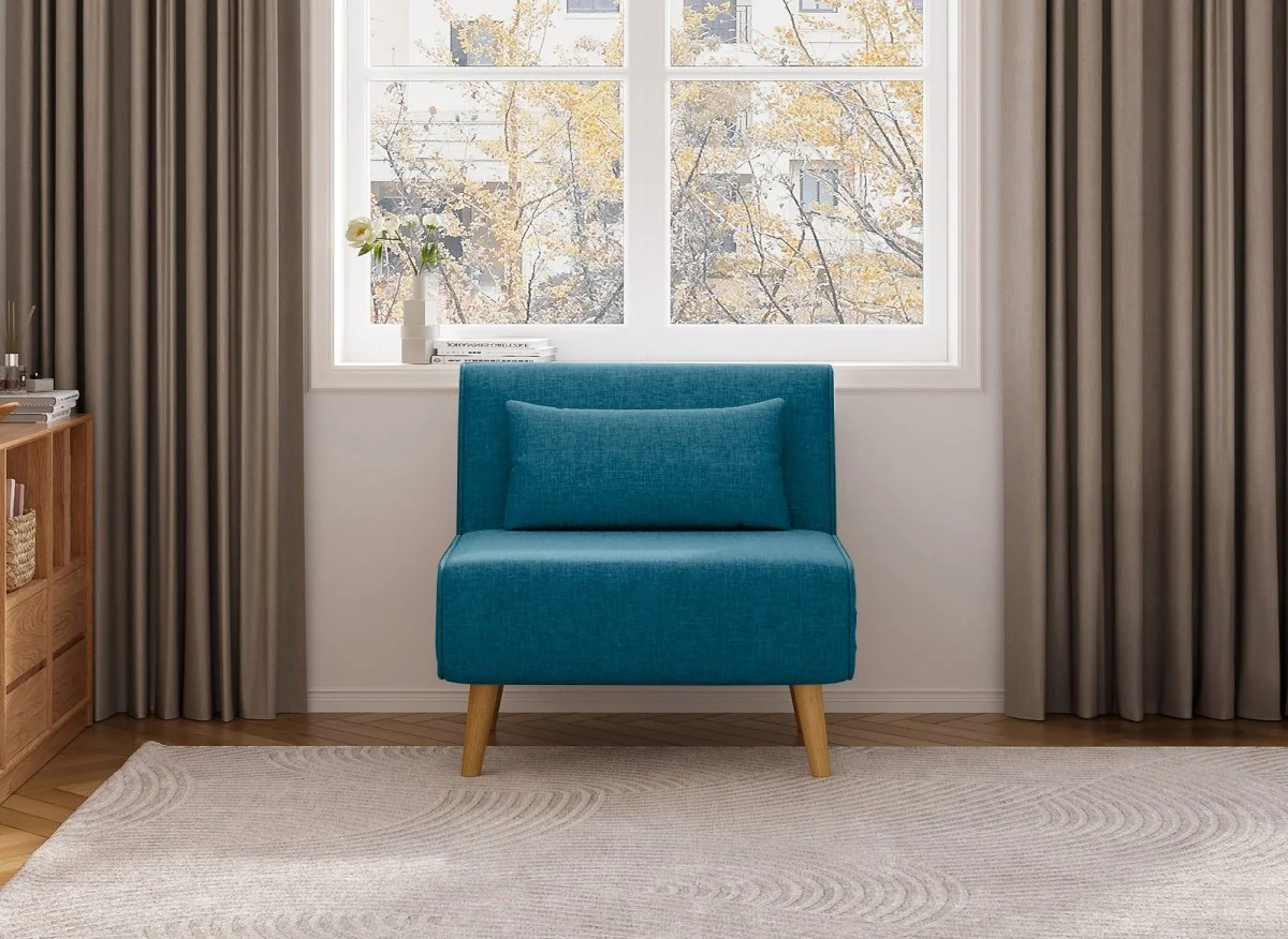 Fauteuil convertible en tissu bleu TONKA - Image 3