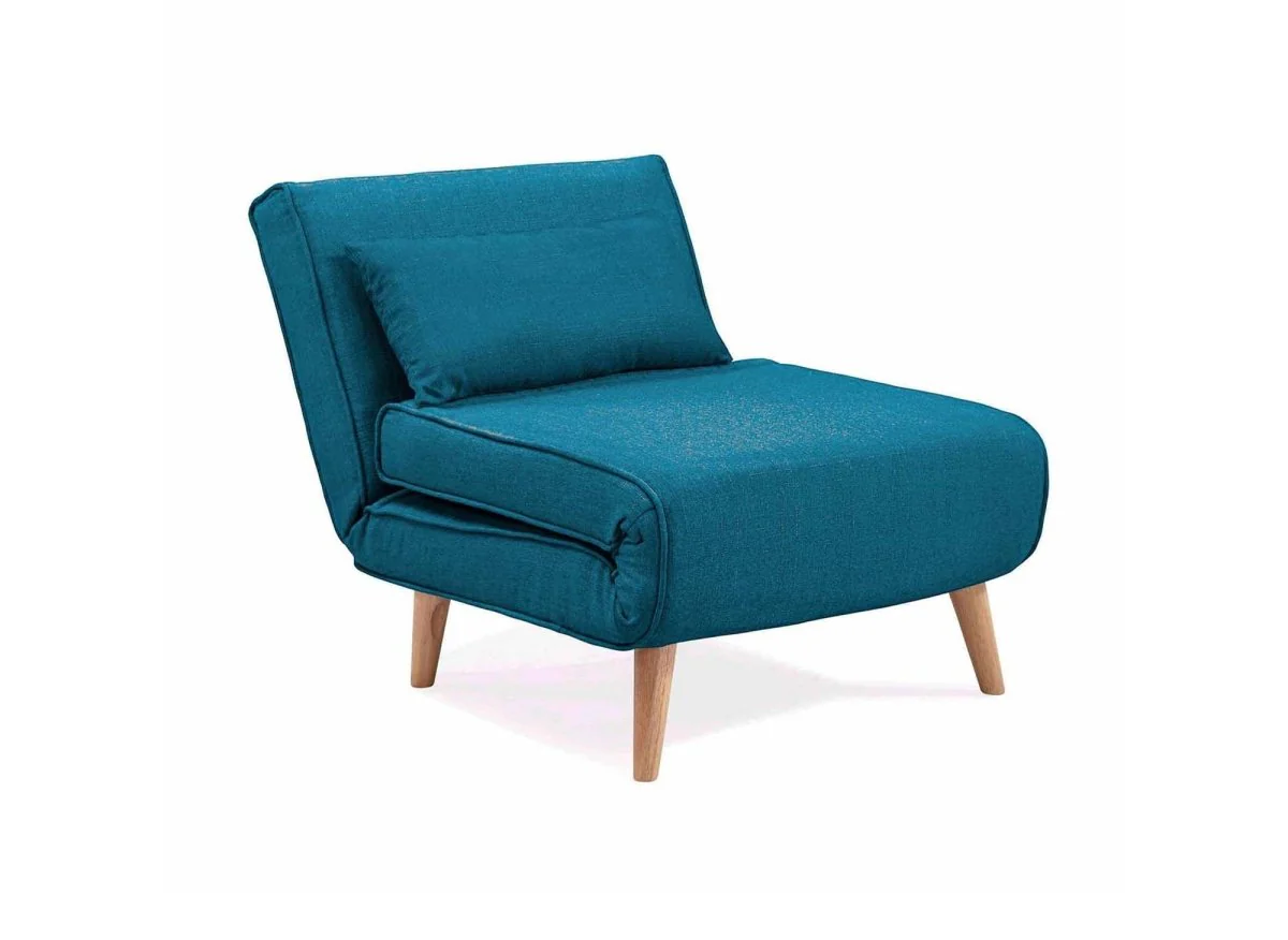 Fauteuil convertible en tissu bleu TONKA - Image 4