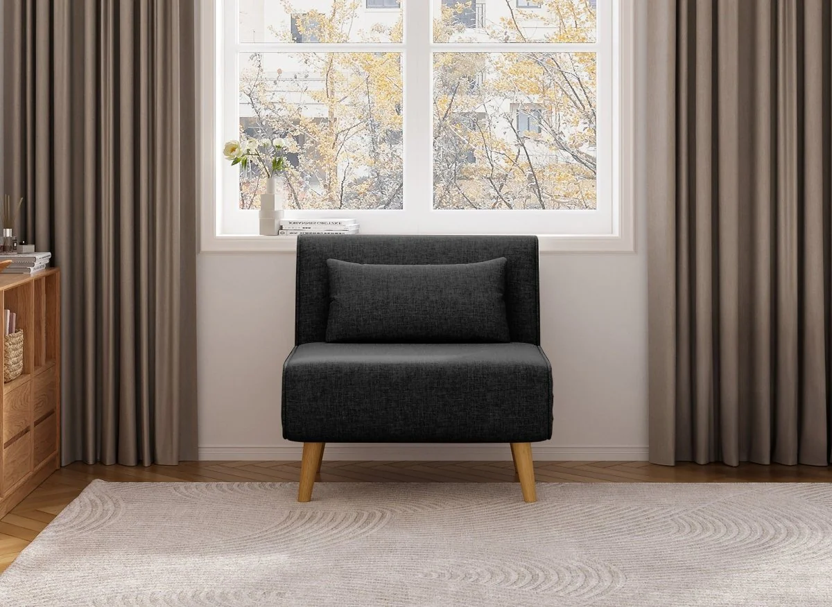 Fauteuil convertible en tissu gris anthracite TONKA - Image 3