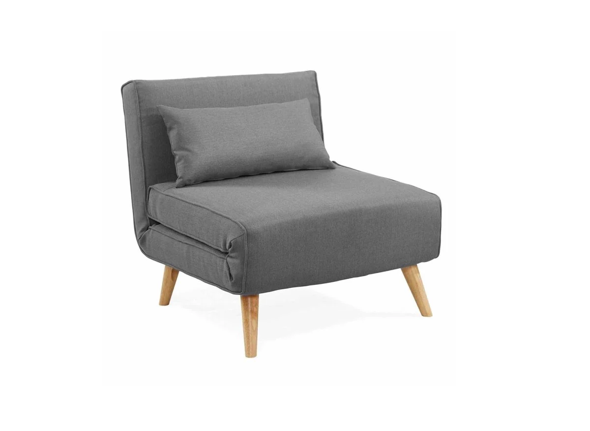 Fauteuil convertible en tissu gris TONKA - Image 4