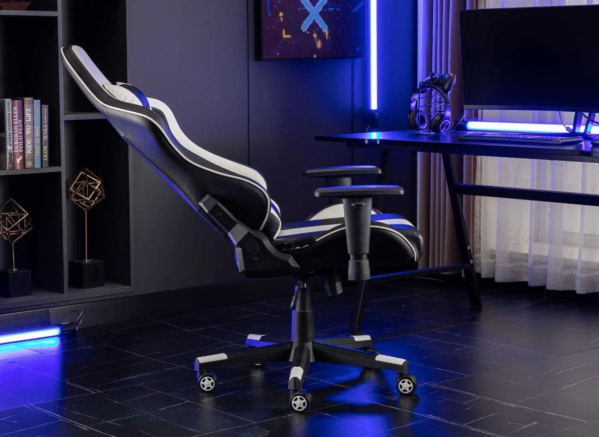 Fauteuil de bureau gaming en simili cuir noir et blanc SOUL - Image 5