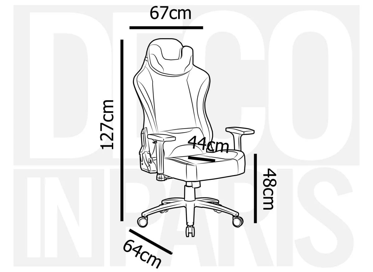 Fauteuil de bureau gaming en simili cuir noir et rouge EVALD - Image 12
