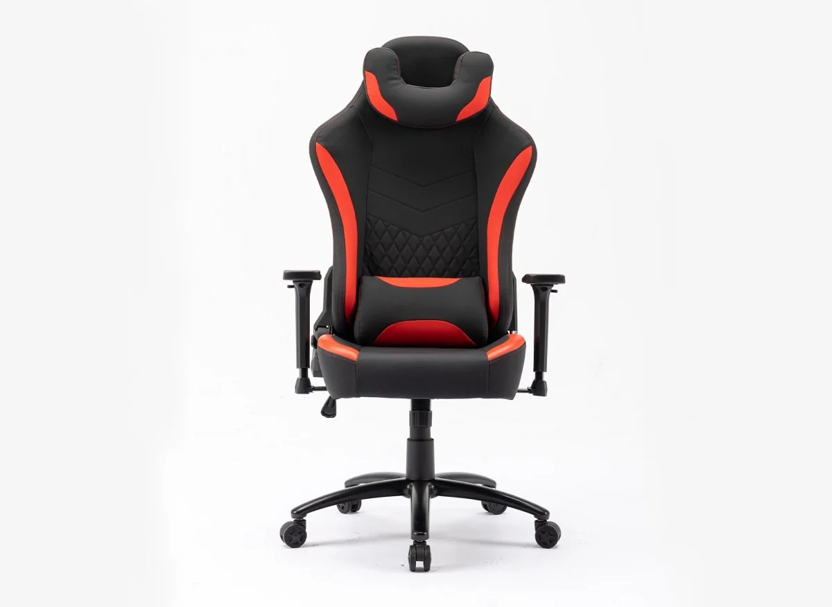 Fauteuil de bureau gaming en simili cuir noir et rouge EVALD - Image 6
