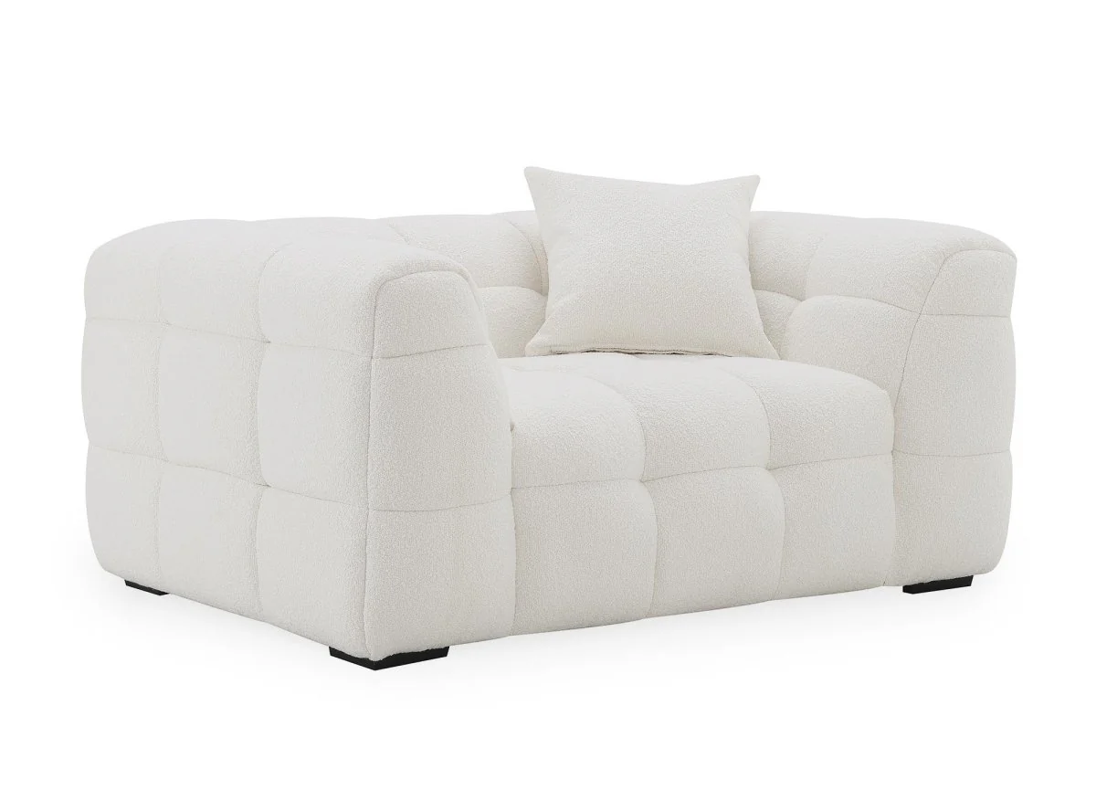 Fauteuil effet peau de mouton blanc écru BELLA - Image 3