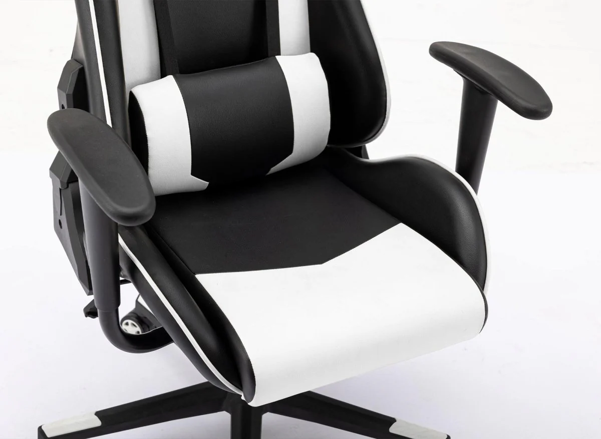 Fauteuil gaming en simili cuir noir et blanc LYHAM - Image 10
