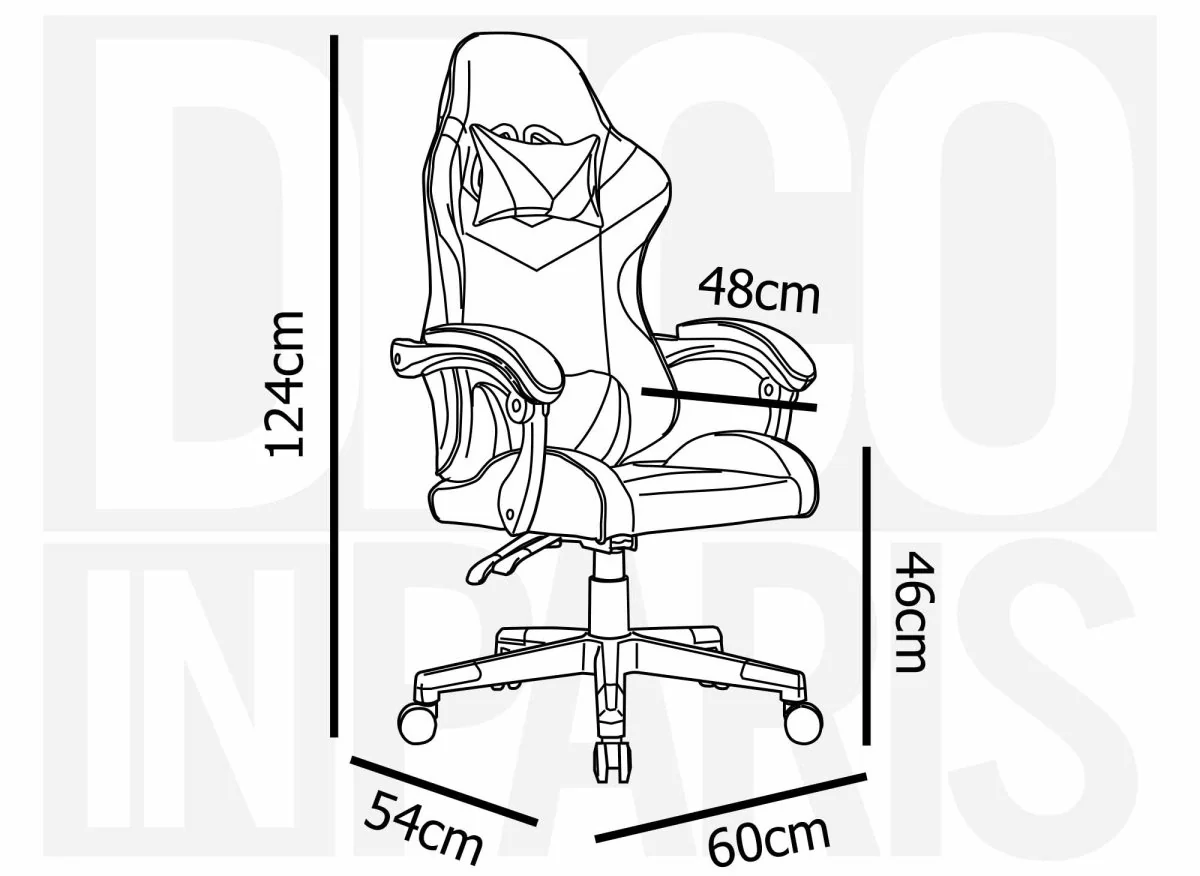 Fauteuil gaming en simili cuir noir et gris PIXEL - Image 7