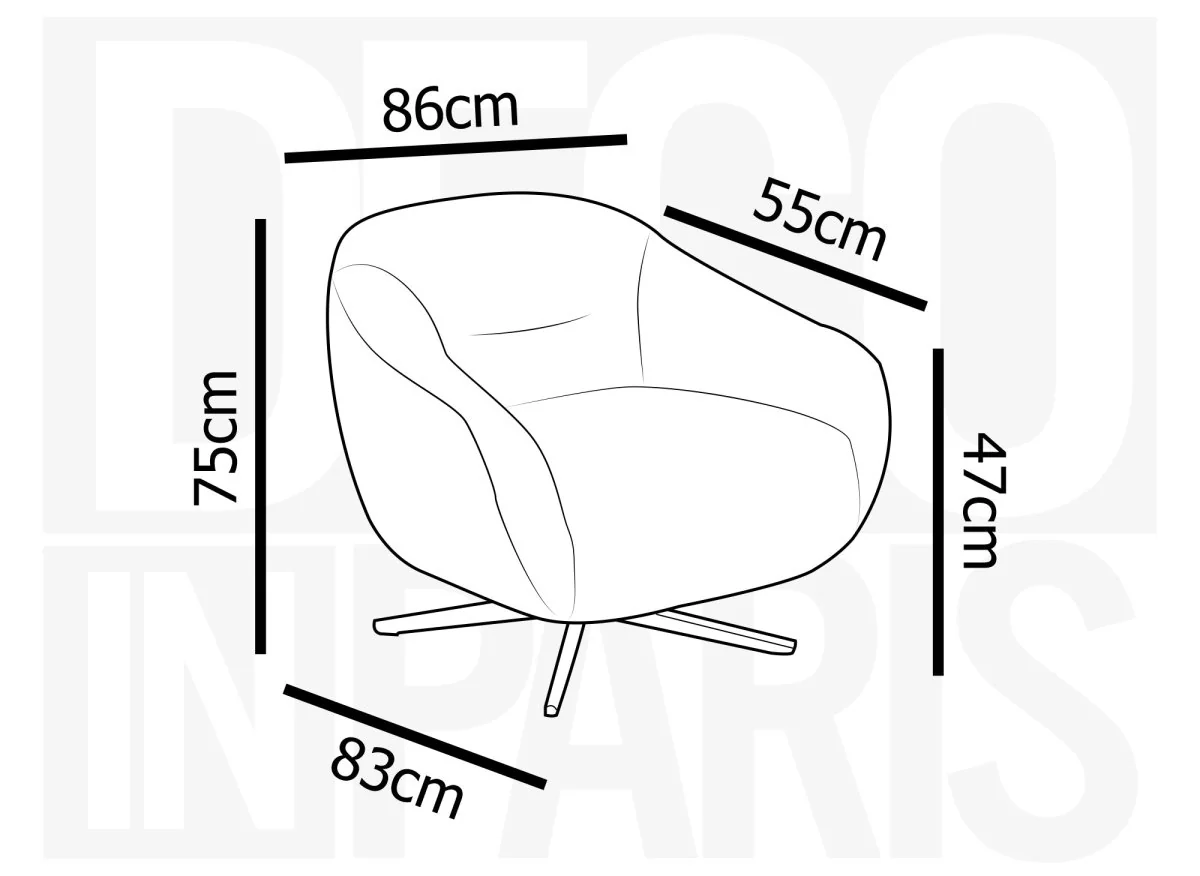 Fauteuil pivotant en velours chiné jaune moutarde ALEZIO - Image 11