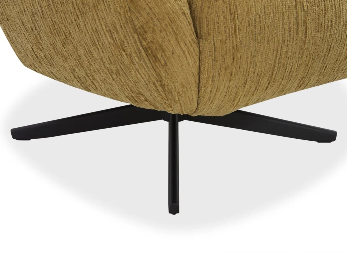 Fauteuil pivotant en velours chiné jaune moutarde ALEZIO - Image 7
