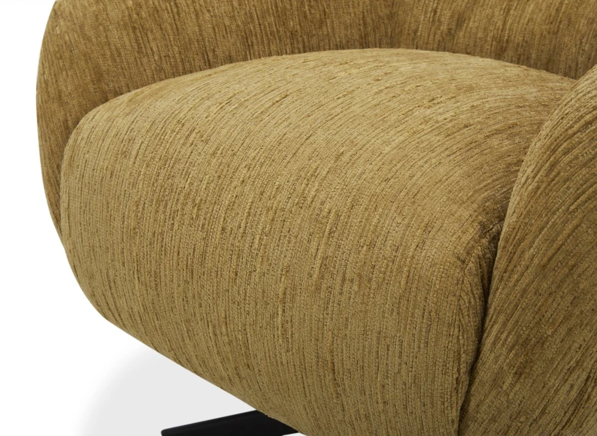 Fauteuil pivotant en velours chiné jaune moutarde ALEZIO - Image 8