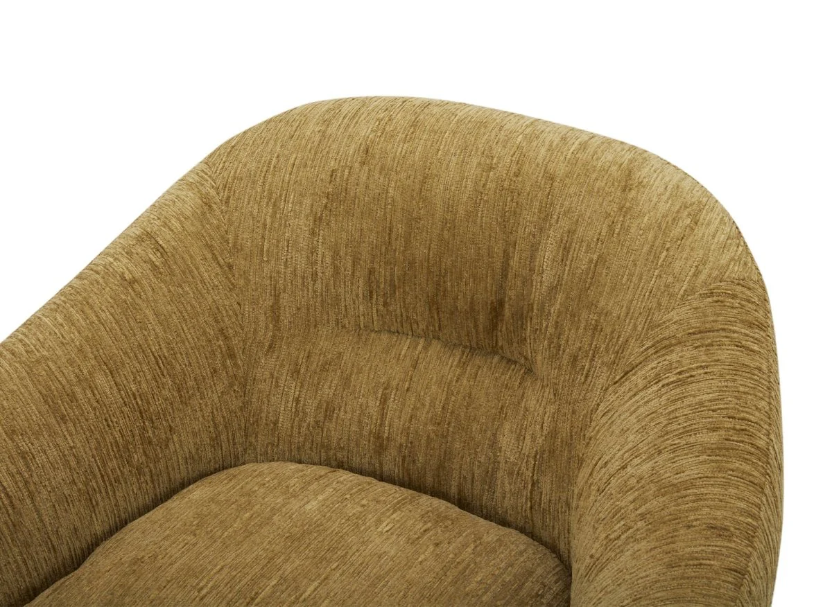 Fauteuil pivotant en velours chiné jaune moutarde ALEZIO - Image 9
