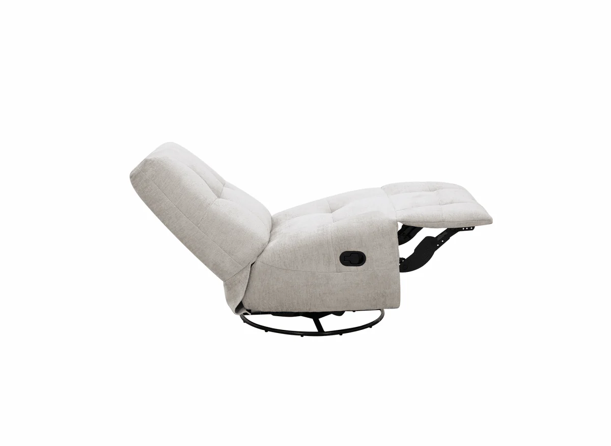 Fauteuil relax pivotant en velours chiné beige LISON - Image 4
