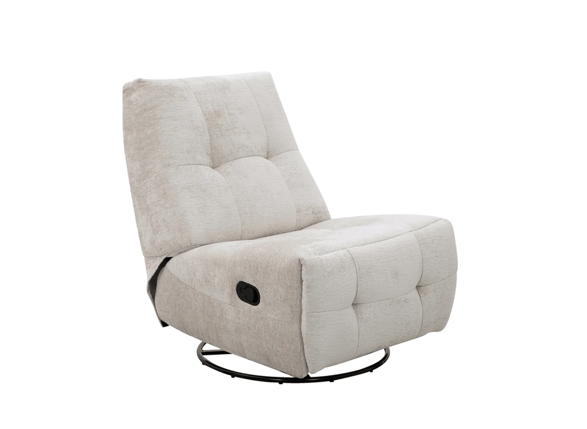 Fauteuil relax pivotant en velours chiné beige LISON - Image 5