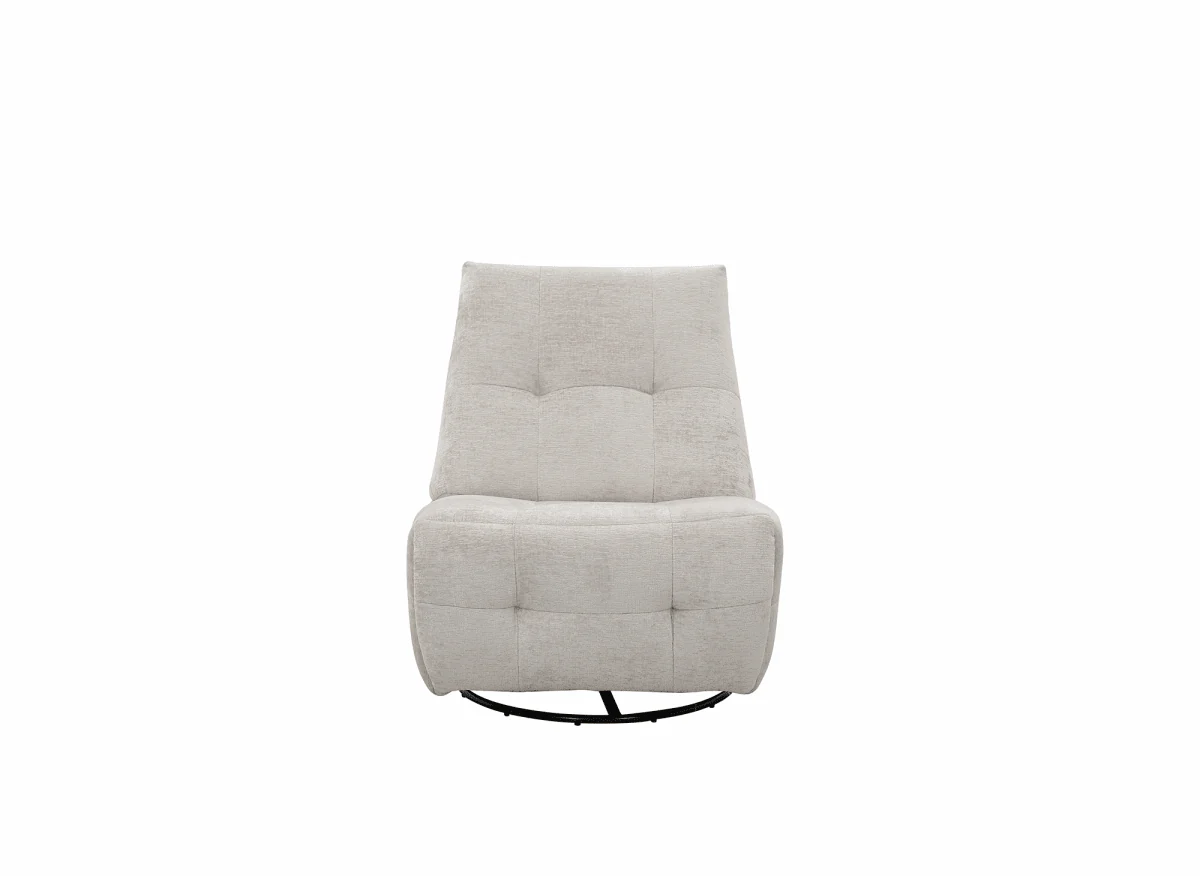 Fauteuil relax pivotant en velours chiné beige LISON - Image 6