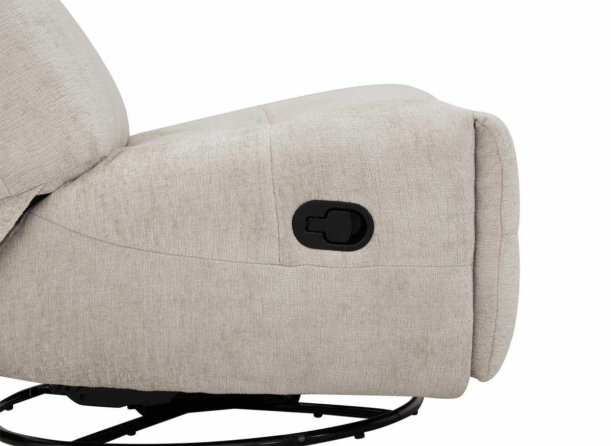 Fauteuil relax pivotant en velours chiné beige LISON - Image 8