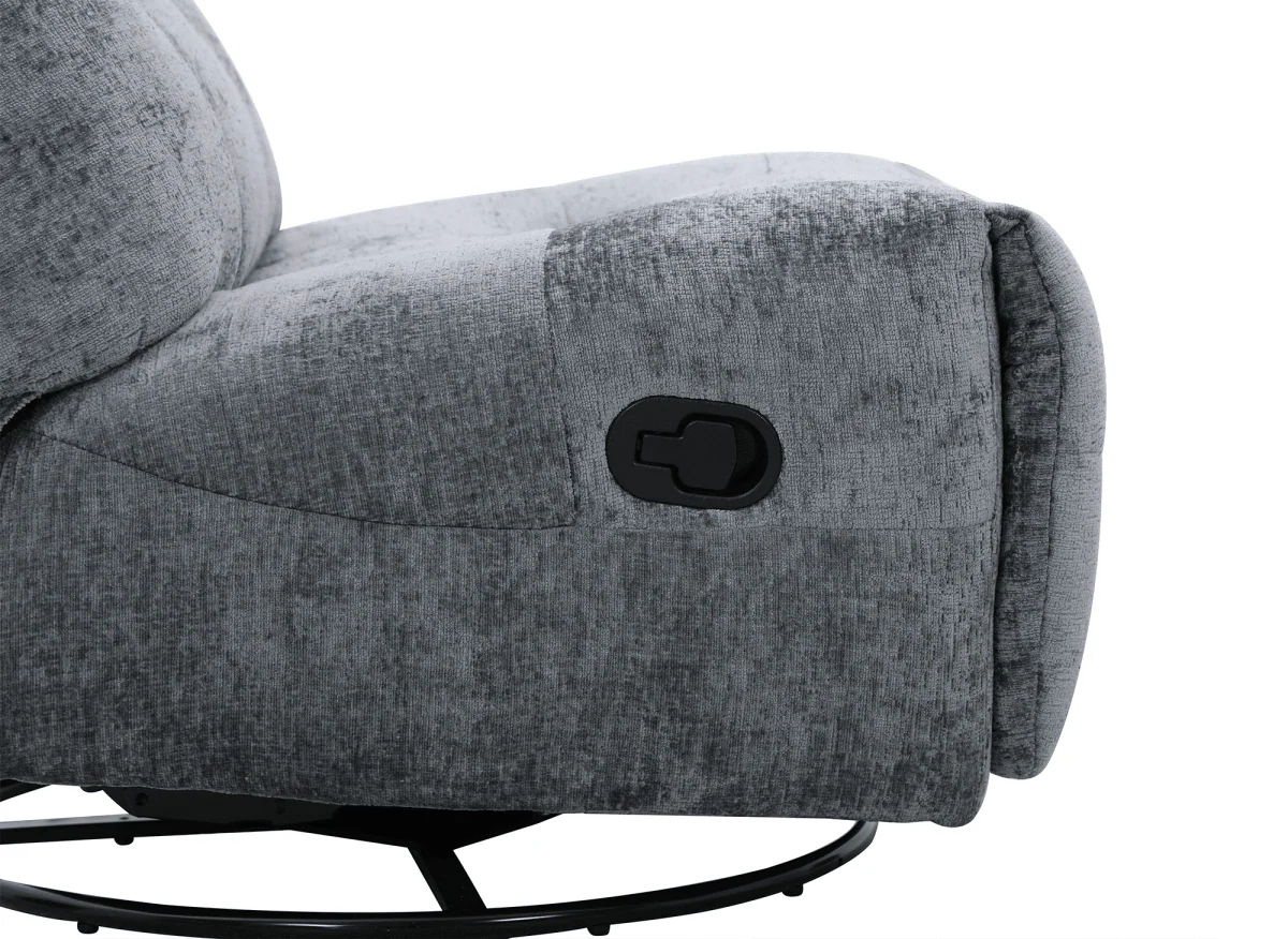 Fauteuil relax pivotant en velours chiné gris LISON - Image 8