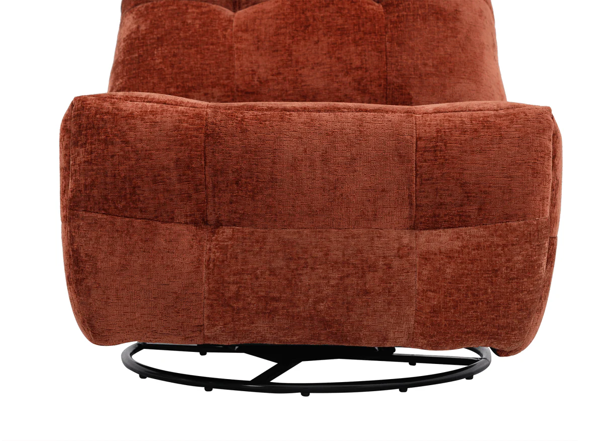 Fauteuil relax pivotant en velours chiné terracotta LISON - Image 8