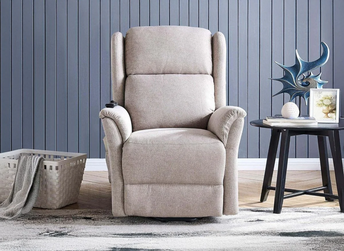 Fauteuil releveur relax en tissu beige à commande électrique PETER - Image 4