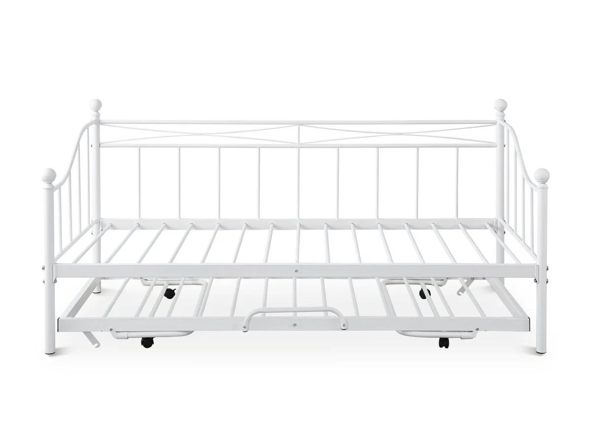 Lit banquette gigogne en métal blanc ALICIA 90 x 190 cm - Image 5