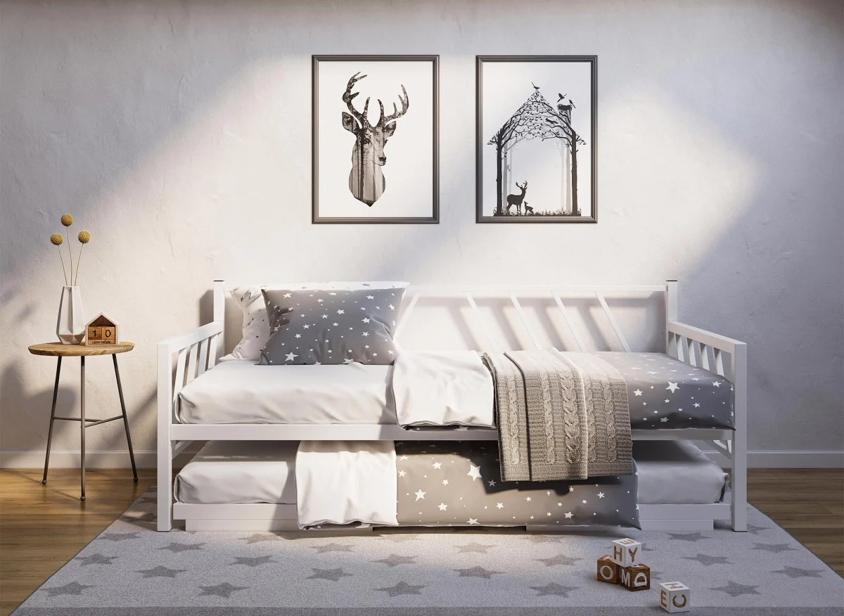 Lit banquette gigogne en métal blanc TORRY 90 x 190 cm - Image 3