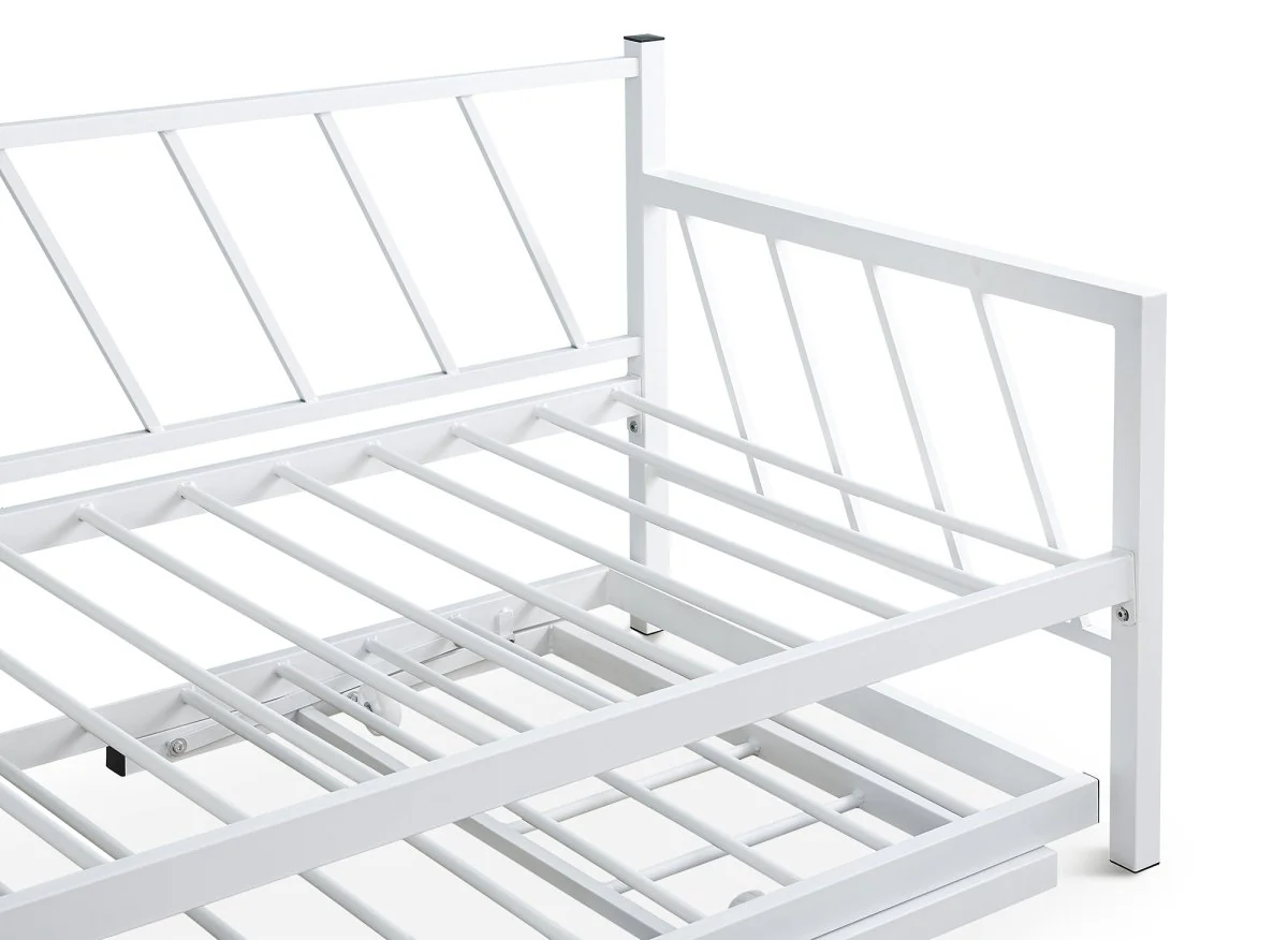 Lit banquette gigogne en métal blanc TORRY 90 x 190 cm - Image 7