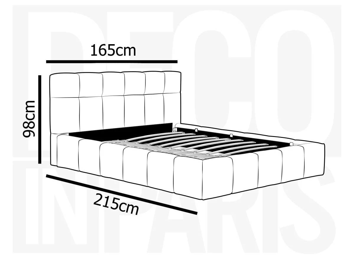 Lit coffre en tissu bouclette beige 140x190 cm MILIE - Image 9