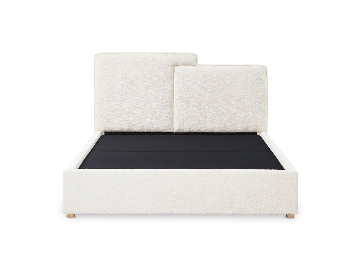 Lit coffre en tissu bouclette beige 140x190 cm ZELIA - Image 6