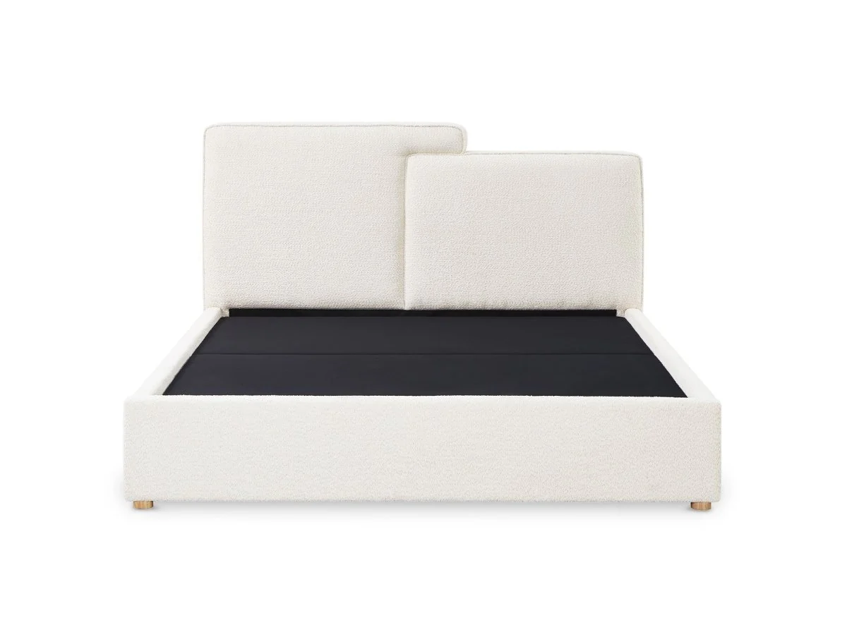 Lit coffre en tissu bouclette beige 160x200 cm ZELIA - Image 6