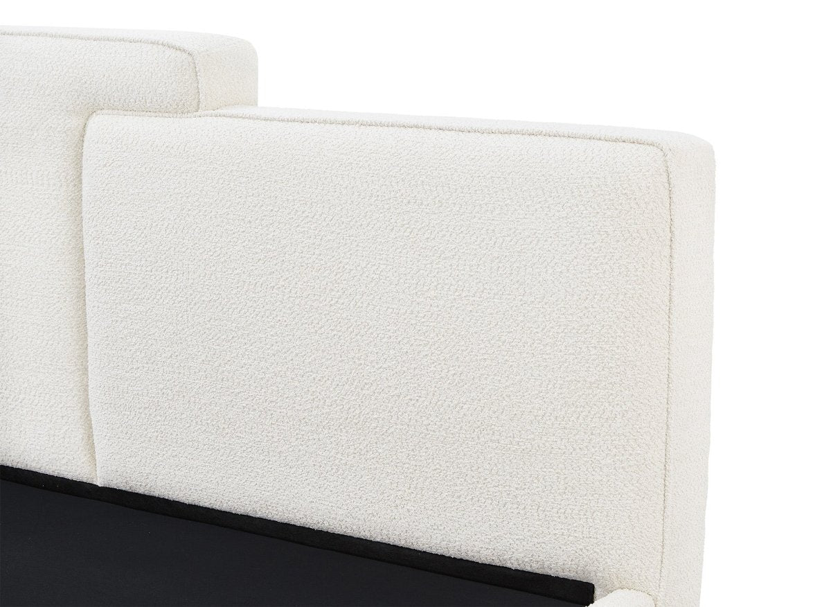 Lit coffre en tissu bouclette beige 160x200 cm ZELIA - Image 7
