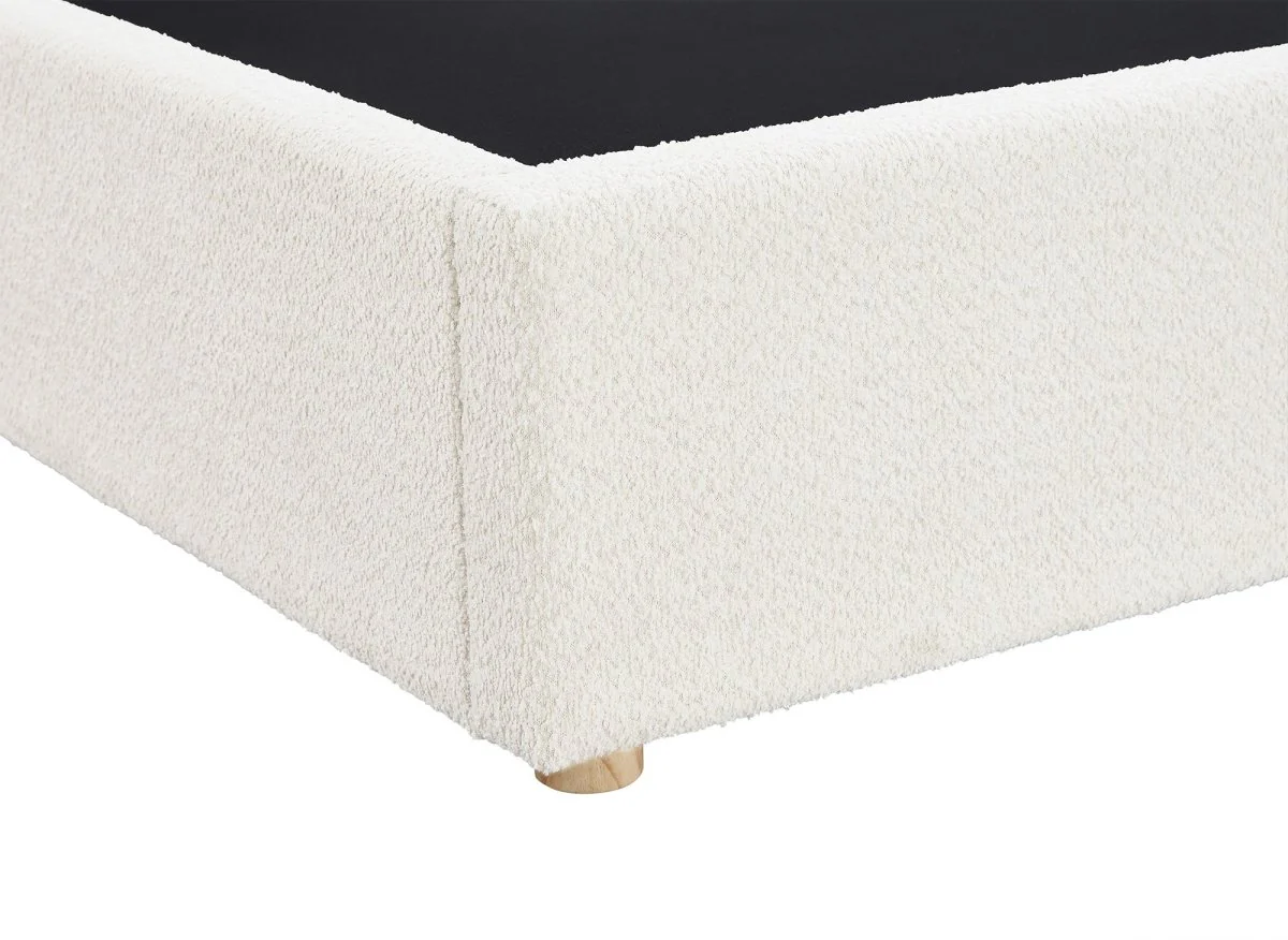 Lit coffre en tissu bouclette beige 160x200 cm ZELIA - Image 9