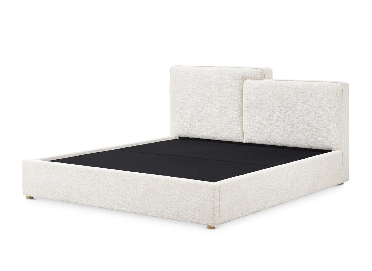 Lit coffre en tissu bouclette beige 180x200 cm ZELIA - Image 4
