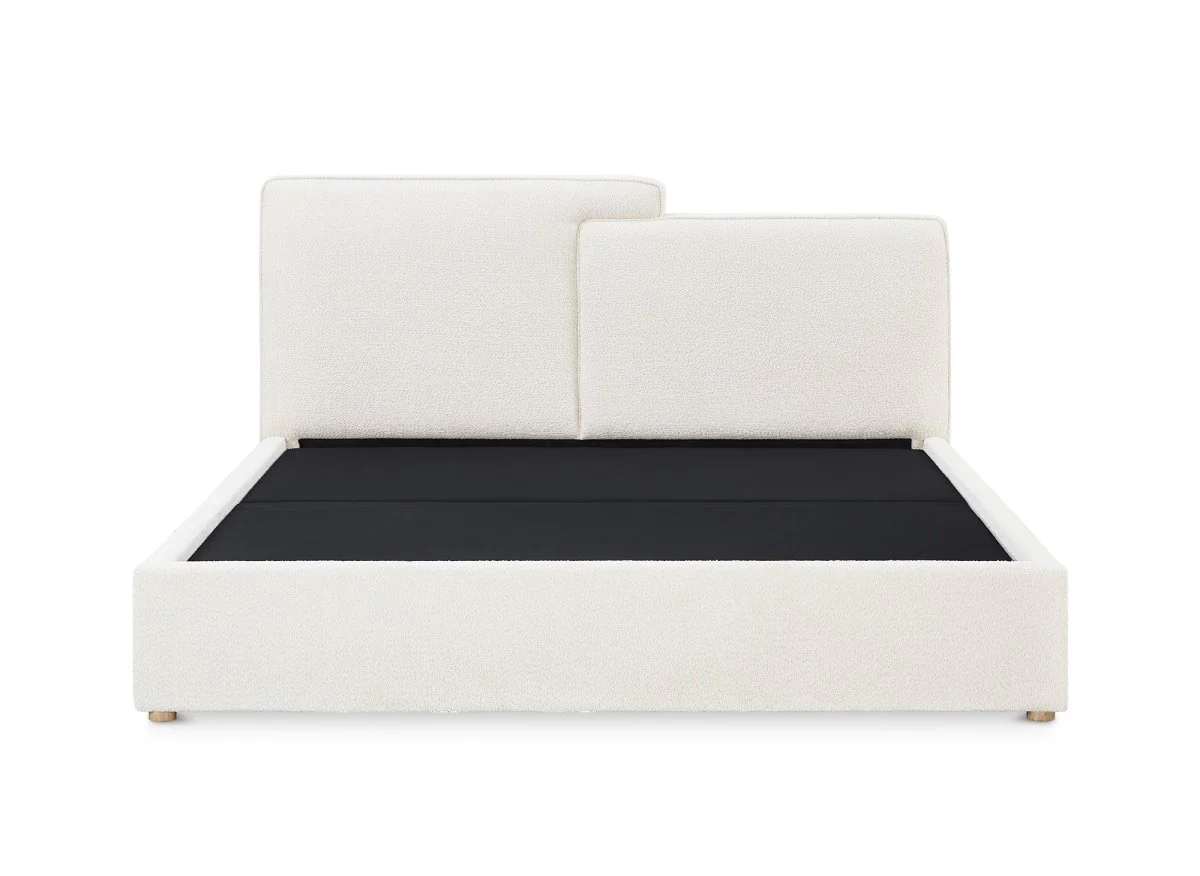 Lit coffre en tissu bouclette beige 180x200 cm ZELIA - Image 6