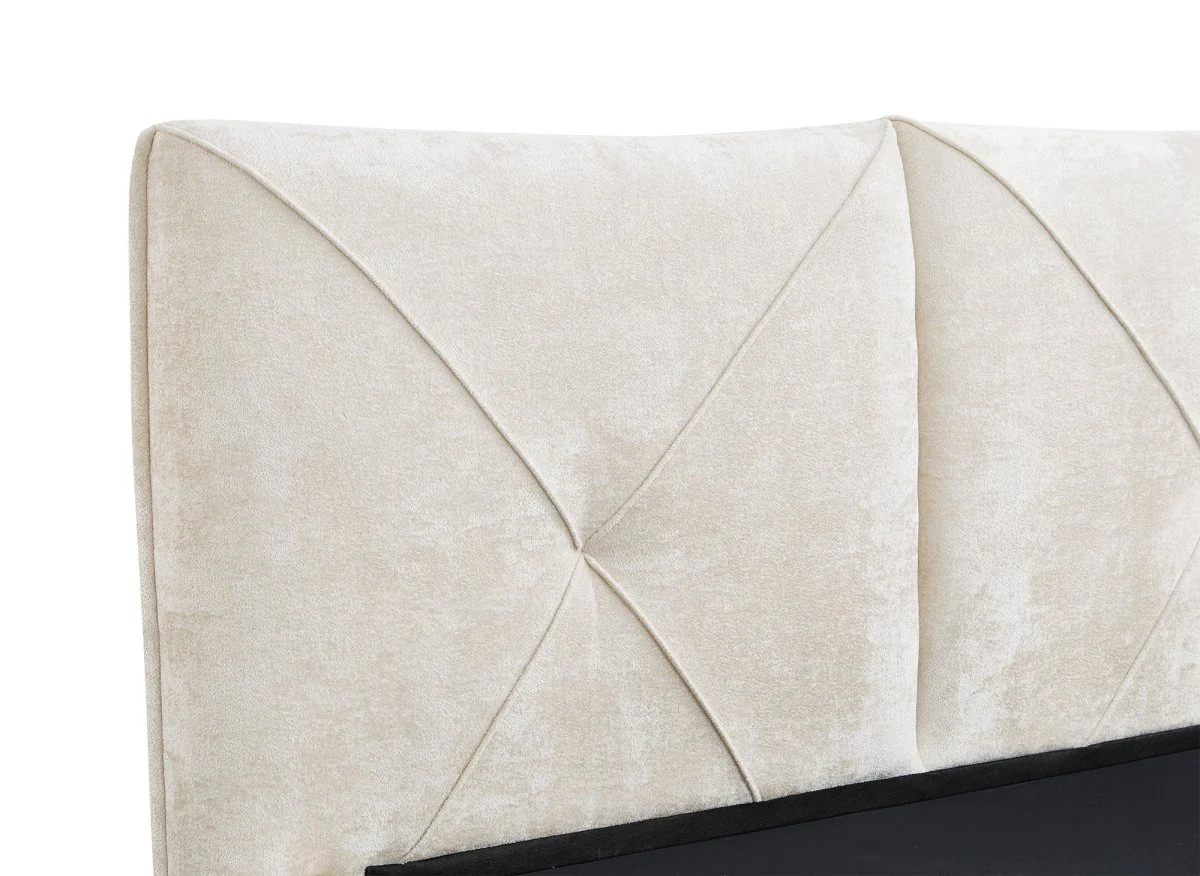 Lit coffre en tissu bouclette doux beige 180x200 cm NOAH - Image 7