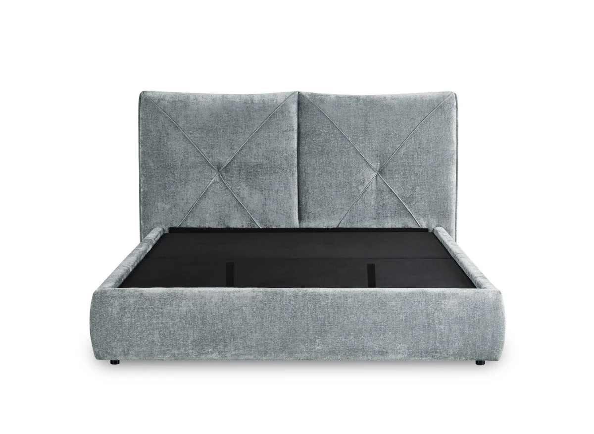 Lit coffre en tissu bouclette doux gris 140x190 cm NOAH - Image 6