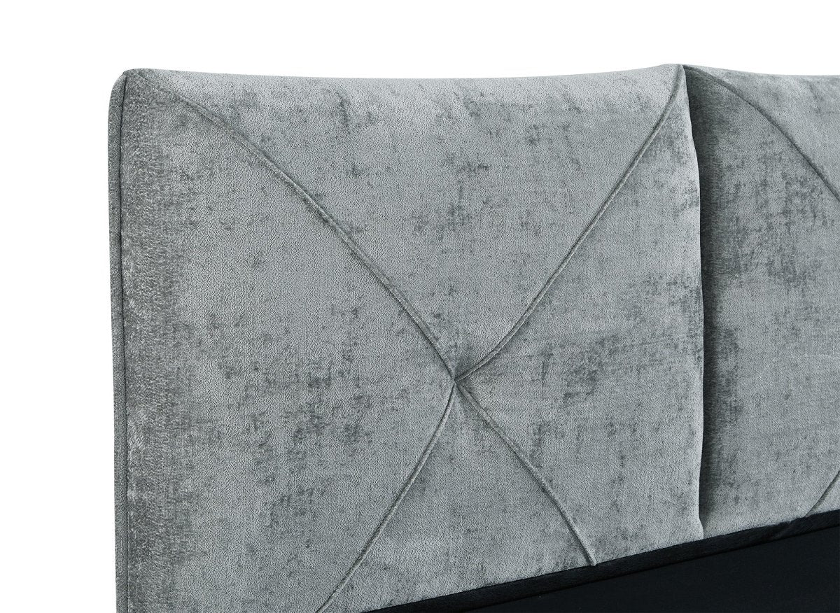 Lit coffre en tissu bouclette doux gris 140x190 cm NOAH - Image 7