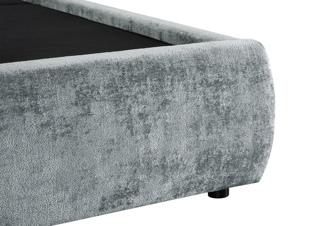 Lit coffre en tissu bouclette doux gris 140x190 cm NOAH - Image 9