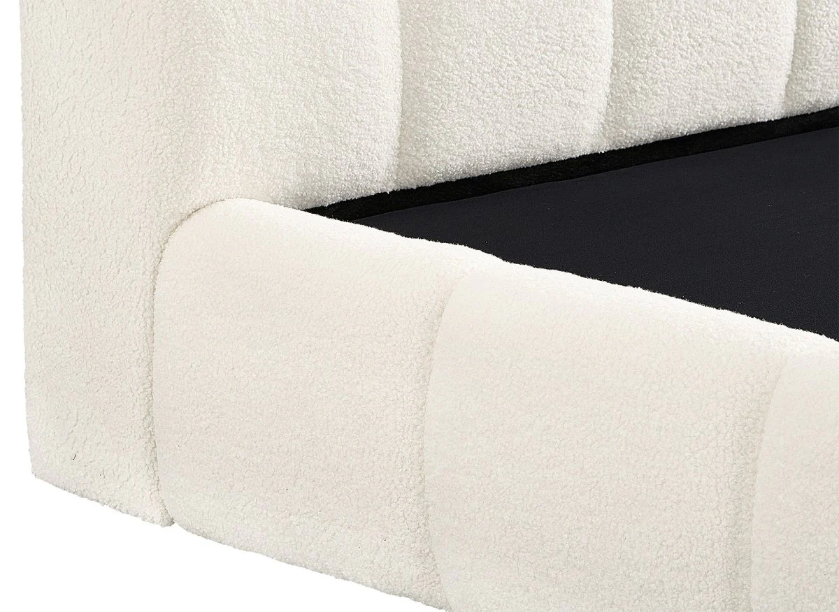 Lit coffre en tissu bouclette écru 140x190 cm GEORGINA - Image 8