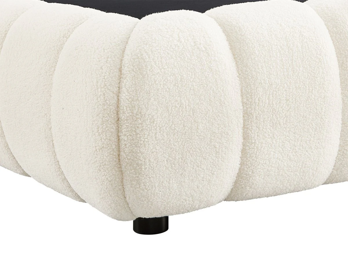 Lit coffre en tissu bouclette écru 140x190 cm YOURI - Image 9