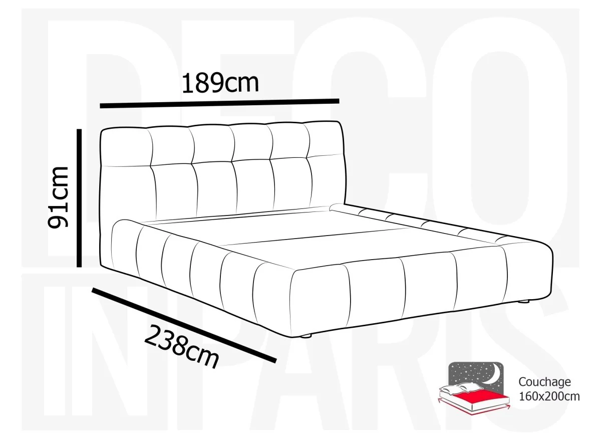 Lit coffre en tissu bouclette écru 160x200 cm GEORGINA - Image 10