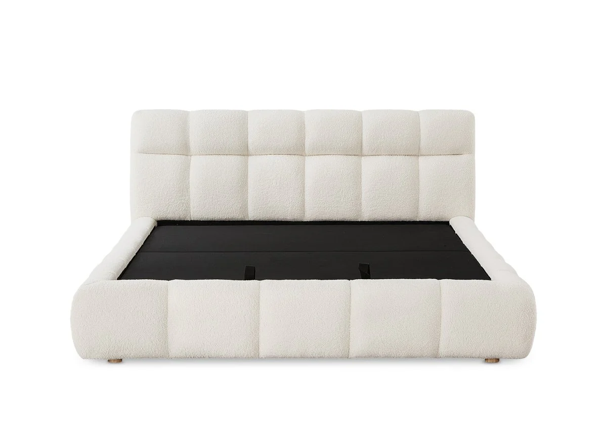 Lit coffre en tissu bouclette écru 160x200 cm GEORGINA - Image 6