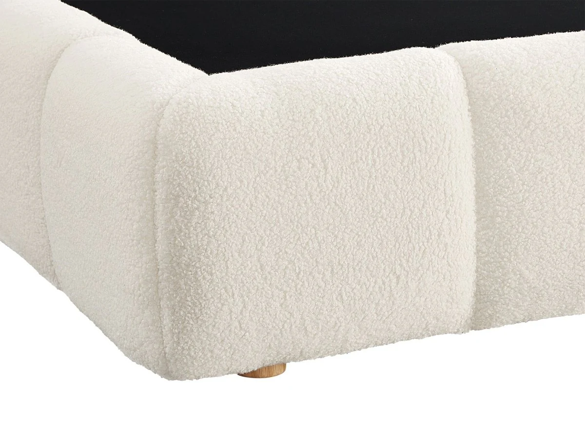 Lit coffre en tissu bouclette écru 160x200 cm GEORGINA - Image 9