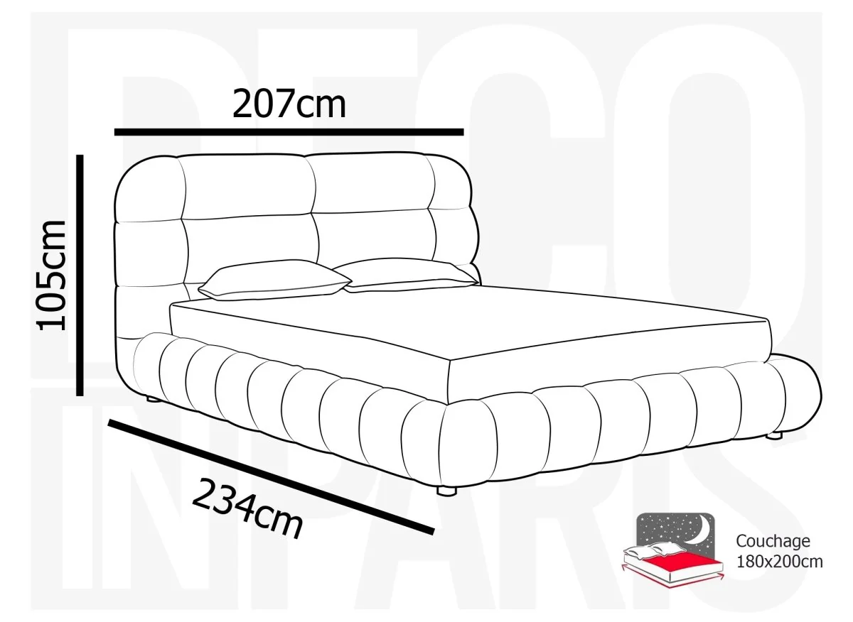 Lit coffre en tissu bouclette écru 180x200 cm YOURI - Image 10
