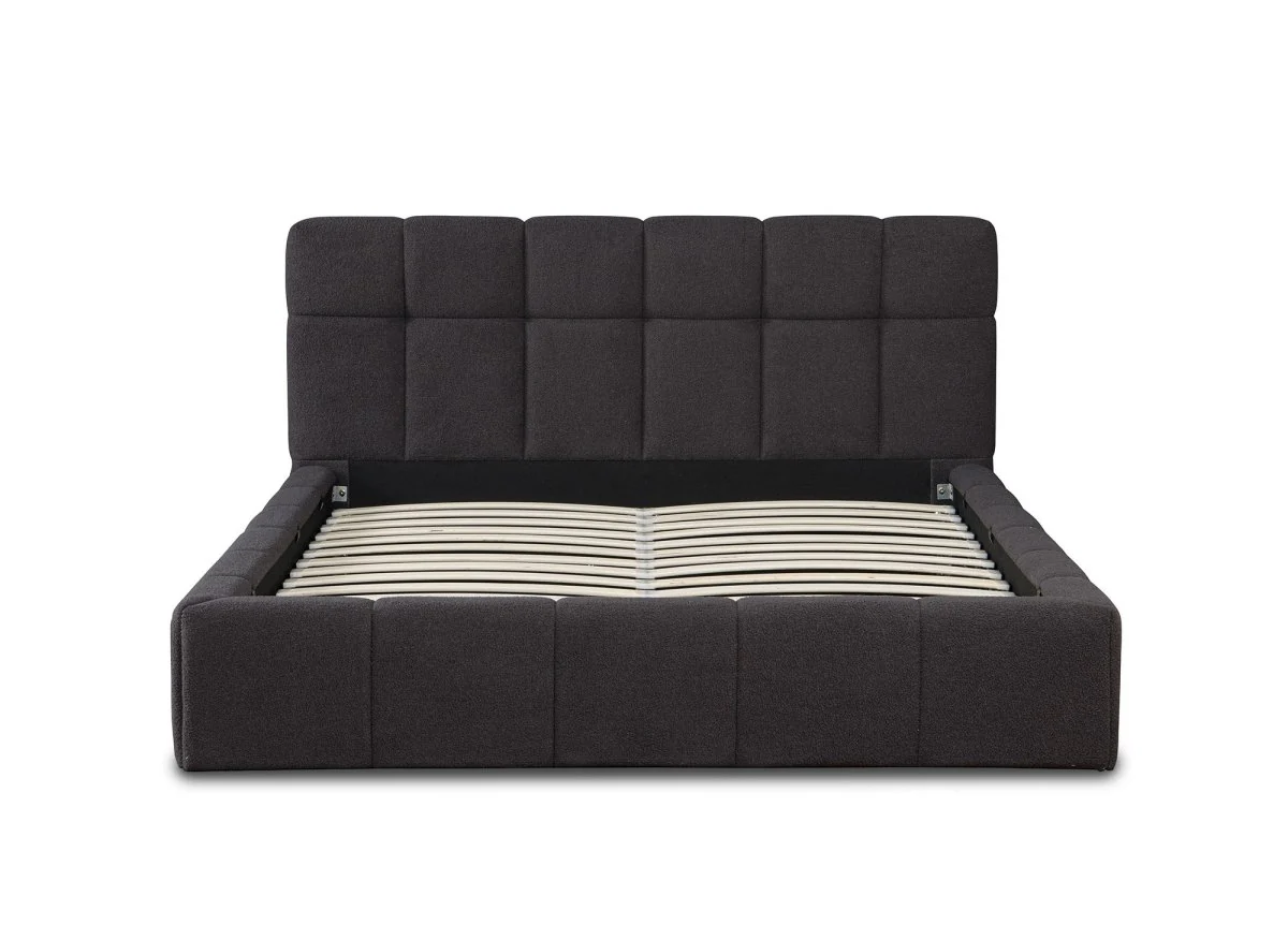 Lit coffre en tissu bouclette gris 140x190 cm MILIE - Image 6
