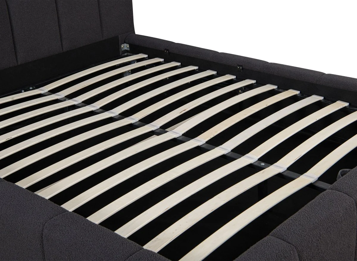 Lit coffre en tissu bouclette gris 140x190 cm MILIE - Image 8