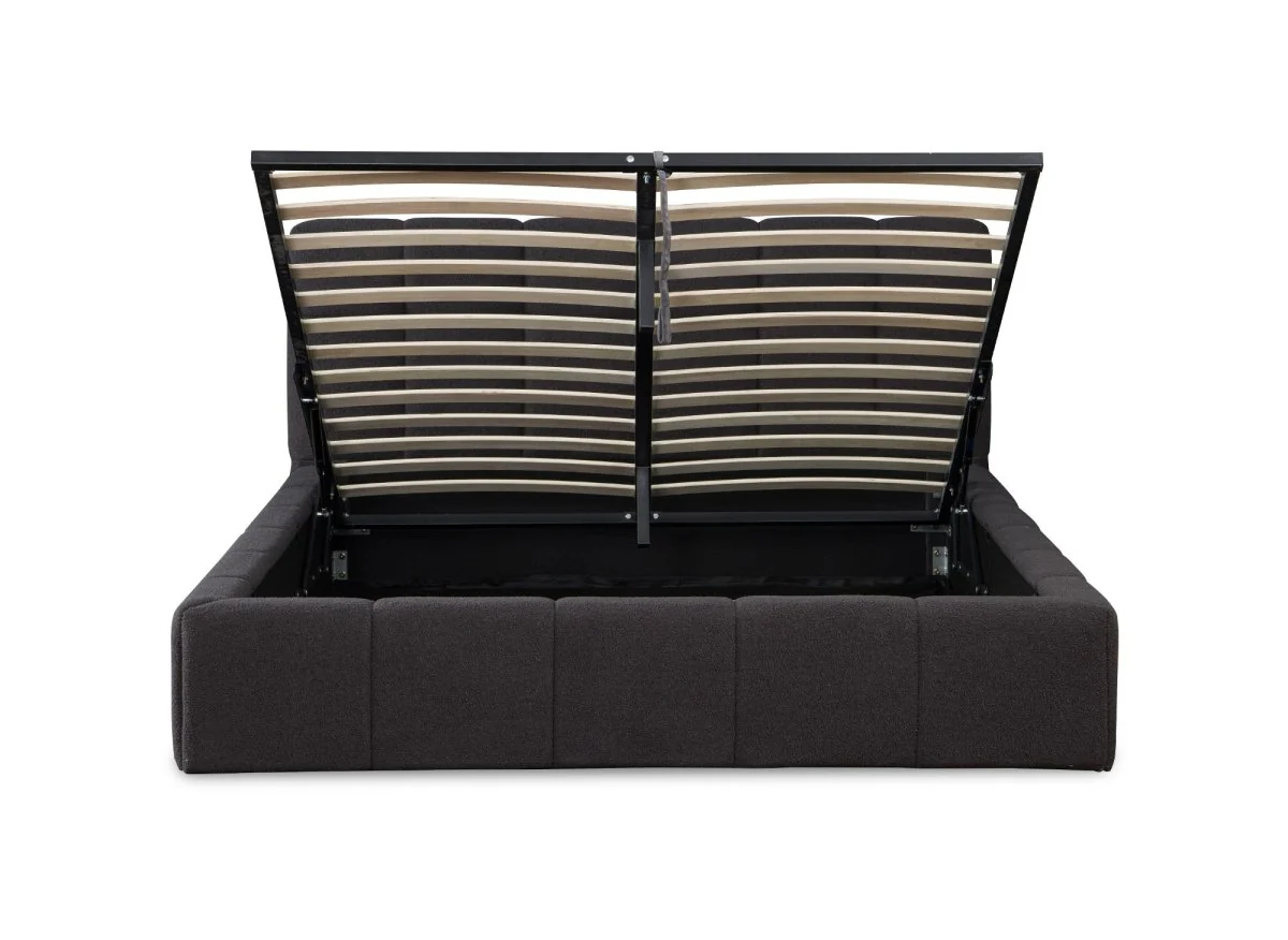 Lit coffre en tissu bouclette gris 160x200 cm MILIE - Image 5
